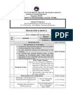 Department of Psychiatricsocialwork: Programme Schedule