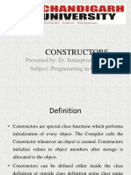 Constructors: Presented By: Er. Simarpreet Kaur Subject: Programming in C++