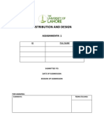 Distribution and Design: Assignment#: 1