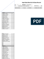 Input Data Sheet For E-Class Record: Region Division School Name School Id