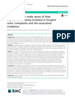 How Physicians Make Sense of Their Experience of Being Involved in Hospital Users ' Complaints and The Associated Mediation