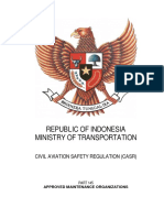 Republic of Indonesia Ministry of Transportation: Civil Aviation Safety Regulation (Casr)