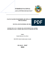 Geomecánica en La Mejora Del Sostenimiento de Labores Subterráneas de La Minera Shuntur en El Periodo 2017