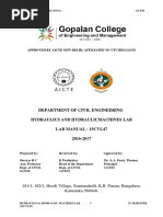 Department of Civil Engineering Hydraulics and Hydraulicmachines Lab Lab Manual - 15Cvl47 2016-2017