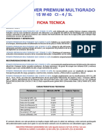 Ficha Tecnica 15w40 Ci-4 SL DC Lube