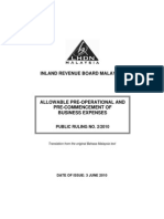 Allowable Pre-Operational and Pre-Commencement Business Expenses - PR 2-2010 (030610)