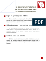 Modulo 1 El Sistema Administrativo de RRHH Como Parte de La Modernizacion Del Estado PDF