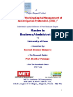 Master in Businessadministrat Ion: "Study of Working Capital Management of Jain Irrigation System Ltd. (Jisl) "