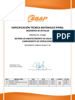 Especificación Técnica Materiales Piping: Ingeniería de Detalles