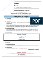 Certificate of Analysis: Product: Benzoic Acid Pellets