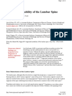 Segmental Instability of The Lumbar Spine