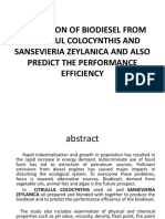 Extraction of Biodiesel From Citrullul Colocynthis and Sansevieria Zeylanica and Also Predict The Performance Efficiency