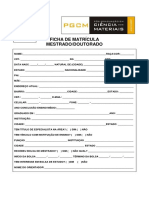 Formulário - Ficha de Matrícula para Novos Alunos Mestrado e Doutorado - NÃO - PREENCHIDA PDF