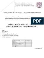 Regulación de La Síntesis de Β-galactosidasa en Escherichia Coli.