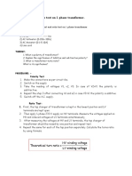 Polarity Test and Ratio Test On 1 Phase Transformer