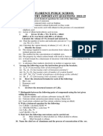 Florence Public School Chemistry Important Questions 2018-19