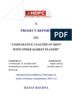 A Project Report ON: "Comparative Analysis of HDFC