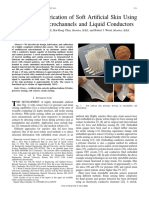 Design and Fabrication of Soft Artificial Skin Using Embedded Microchannels and Liquid Conductors