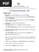 L&T Immersion Programme - 2019