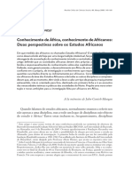 Conhecimento de África, Conhecimento de Africanos: Duas Perspectivas Sobre Os Estudos Africanos