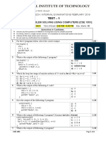 Test - 1: Subject: Problem Solving Using Computers (CSE 1051)