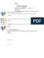 Evaluación de Matemática Ecuaciones Sexto