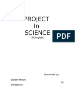 Project in Science: (Biologists)