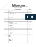 Jawapan SPM Trial 2010 Pahang Secondary Schools Form 5 Additional Mathematics Paper 1 Marking Scheme