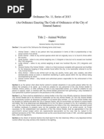 Title 2 (Animal Welfare) Chapter 1 (General Santos City Animal Shelter) Ord No 11 S of 2013