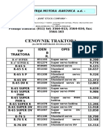 Cenovnik Traktora: TIP Traktora Iden B R. Opis Cena/Eu R