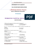 Working Capital Management: University of Calicut