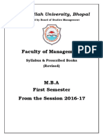 Faculty of Management: Barkatullah University, Bhopal