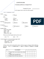 Questionnaire Questionnaire For Consumer Preference On Organic Food