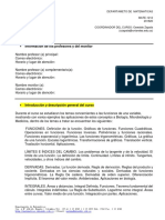 Departameto de Matematicas MATE-1212 201820 Coordinador Del Curso: Oswaldo Zapata (Ozapata@uniandes - Edu.co)