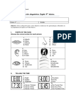 Evaluación Diagnóstica 5to Ingles