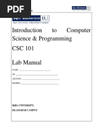 To Computer Science & Programming CSC 101 Lab Manual