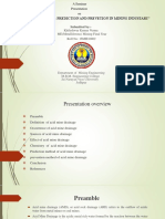 Acid Mine Drainage: Prediction and Prevetion in Mining Industary"