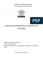 Relatório de Aula Prática - Análise Sistemática de Cátions