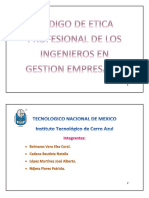 Codigo de Etica Profesional de Los Ingenieros en Gestion Empresarial