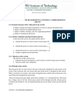 Activity 3: DC Power Measurements 3.1 Power in A Series Resistive Circuit 3.1.1 Program Outcomes (Pos) Addressed by The Activity