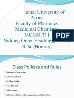 International University of Africa Faculty of Pharmacy Medicinal Chemistry MCHM 311 Siddieg Omer Elsiddieg, M. SC, B. SC (Honors)