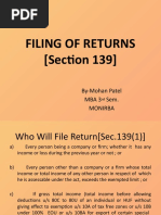 Filing of Returns (Section 139) : By-Mohan Patel Mba 3 Sem. Monirba