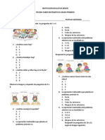 Prueba Saber de Matemáticas Grado Primero