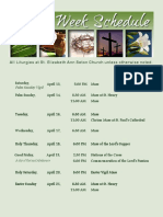 Holy Week Schedule April 14 - 21 2019