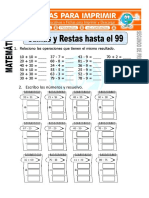 Ficha de Sumas y Restas para Segundo de Primaria