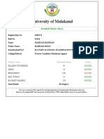 University of Malakand: Detailed Marks Sheet