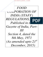 FCI (STAFF) REGULATIONS, 1971, Dated The 8th May, 1971 (As Amended Upto 21st December, 2015)