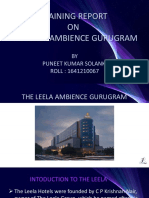 Training Report ON The Leela Ambience Gurugram: BY Puneet Kumar Solanki ROLL: 1641210067