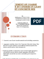 Replacement of Coarse Aggregate by Cinders in Light Weight Concrete Mix