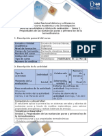 Guía de Actividades y Rúbrica de Evaluación - Tarea 2 - Cálculo de Propiedades de Las Sustancias Puras y La Primera Ley de La Termodinámica